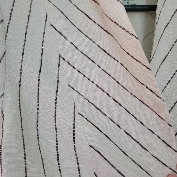 100pc Linen Cream Striped Blazer, ~Medium - Picture 4 of 10